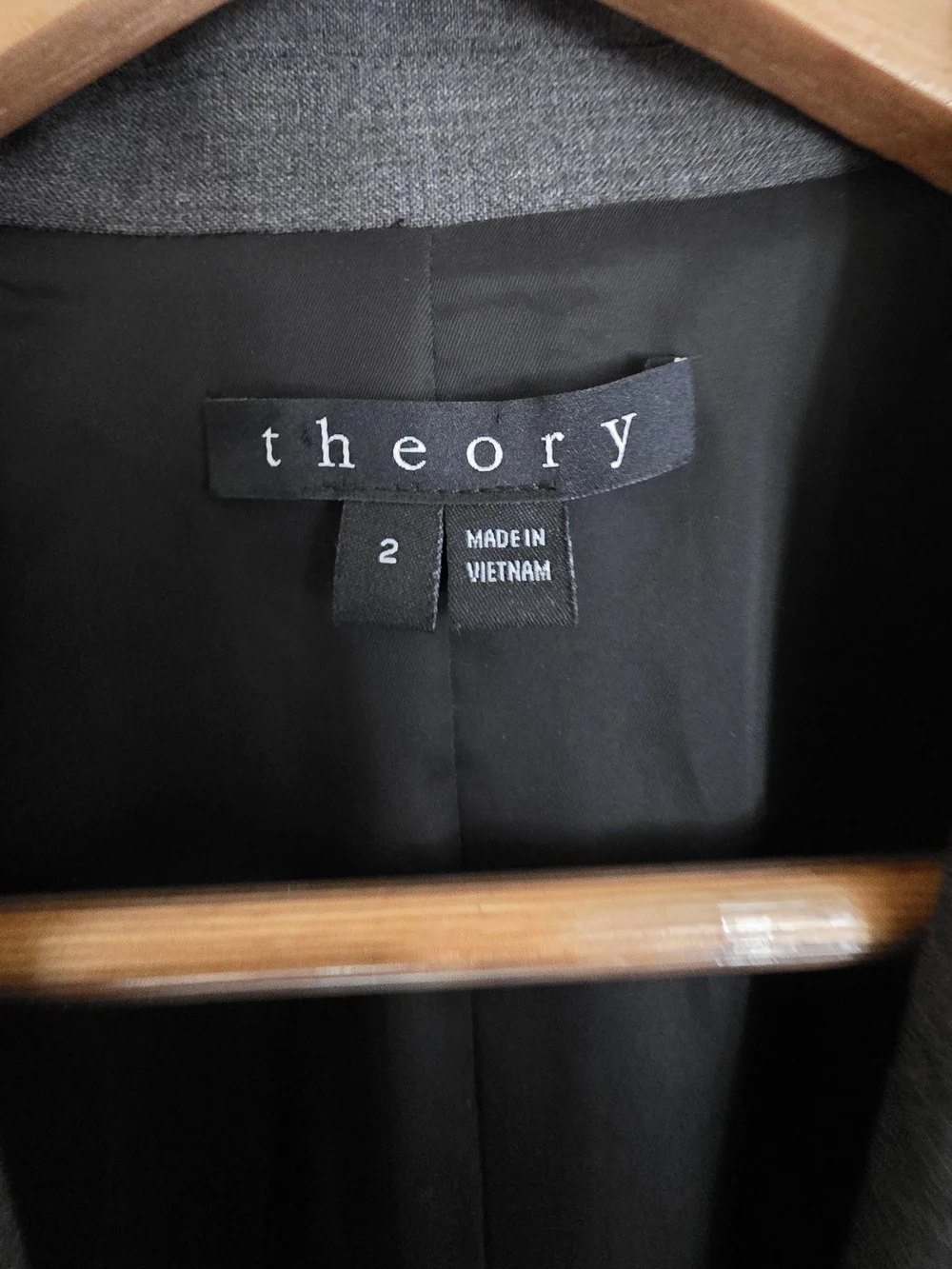 Theory Charcoal Gray Wool blend Two-button Women Blazer Tailored Corporate Chic